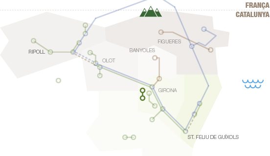 Mapa geogràfic de la ruta de les Masies